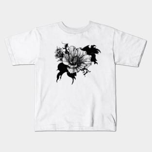 Blackout, ink marker black and white flower illustration Kids T-Shirt